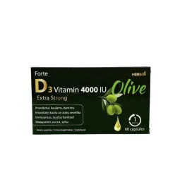 Herbin Vitaminas D3 4000 TV alyvuogių aliejuje, 60 kapsulių