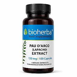 PAU D'ARCO Bioherba, skruzdžių medžio žievė + vitaminas B2, 100 kapsulių