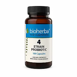 Bioherba Probiotic-4 su 4 bakterijų kultūromis ir vitaminu B2, 100 kapsulių