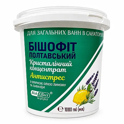 Kristalinis vonios koncentratas „Antistress“ su bišofitu, citrinų ir levandų eteriniais aliejais, 1000 ml