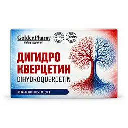GoldenPharm Dihidrokvercetinas (taksifolinas) iš sibirinių maumedžių, 30 tablečių