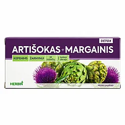 Herbin Detox Artišokas + Margainis, 30 tablečių
