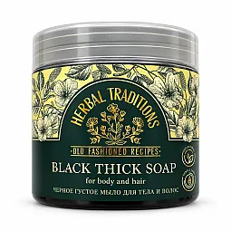 Herbal Traditions juodas tirštas pirties muilas kūnui ir plaukams, 400 ml