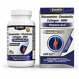 JutaVit Gliukozaminas + chondroitinas + MSM + kolagenas + vitaminai C ir D, 120 tablečių