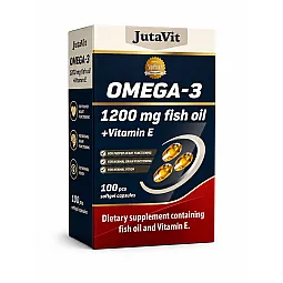 JutaVit žuvų taukai omega 3 + vitaminas E, 100 kapsulių