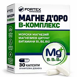 Fortex Magne D'oro B-complex su magniu ir B grupės vitaminais, 30 kapsulių