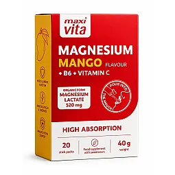 MaxiVita Magnis mangų skonio su vitaminais B6 ir C,  20 pakelių