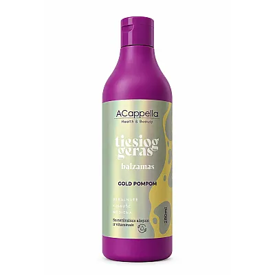 ACappella plaukų balzamas su simondsijų ir saldžiųjų migdolų aliejais „GOLD POMPOM“, 250 ml