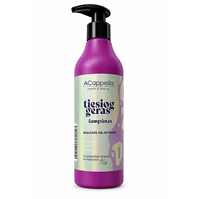ACappella plaukų šampūnas su hidrolizuotais augaliniais baltymais „DELICATE HELIOTROPE“, 250 ml