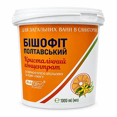Kristalinis vonios koncentratas su bišofitu, apelsinų ir ylang-ylang eteriniais aliejais, 1000 ml