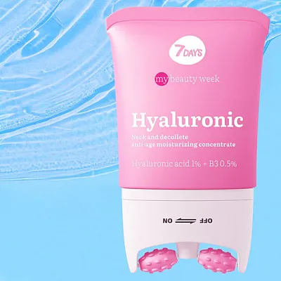 7 days kremas su voleliu kaklo, dekoltė sričiai, Anti-Age Hialurono rūgštis 1% + B3 O,5%, 80 ml