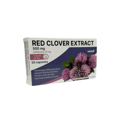 Herbin Raudonųjų dobilų ekstraktas menopauzei, 30 kapsulių