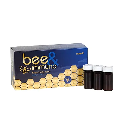 Bee Immuno Royal Jelly imunitetui su bičių pieneliu ir vitaminais, 10 x 10 ml