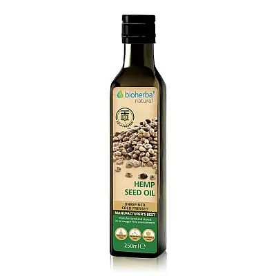 Bioherba kanapių sėklų aliejus šalto spaudimo, nerafinuotas, 250 ml