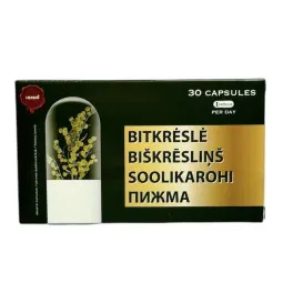 Herbin bitkrėslė pižma žarnyno parazitų naikinimui ir varymui, 30 kapsulių