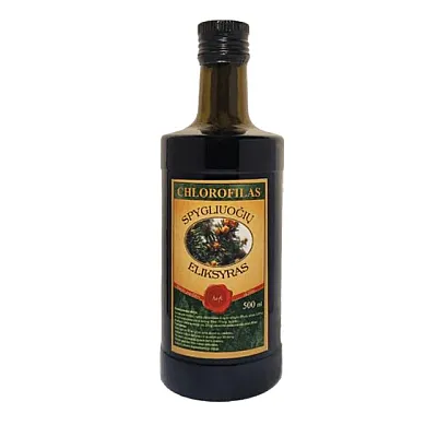 Spygliuočių Chlorofilas Eliksyras, 500 ml (stiklinis butelis)