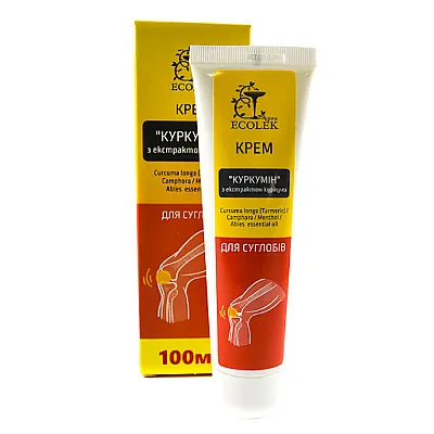 Ekolek ciberžolės kremas su kamparu, mentoliu ir eglės eteriniu aliejumi, sąnariams, 100 ml