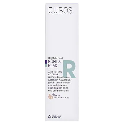 Eubos cool & clear veido raudonį mažinantis kremas spf 50, 30 ml