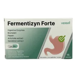 Fermentizyn Forte augaliniai fermentai, virškinimui ir kepenims, 15 kapsulių