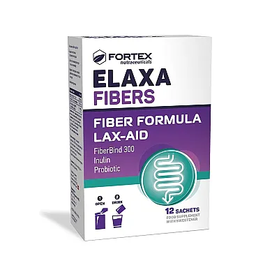 Fortex Elaxa fibers inulinas, skaidulos, probiotikai, 12 pakelių po 5 g