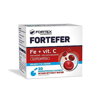 Fortefer mikronizuota geležis su vit. C, 30 pakelių geriamųjų miltelių