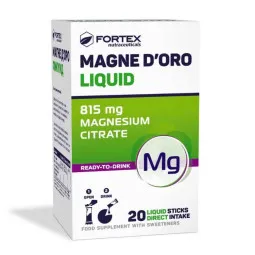 Fortex „Magne D’Oro Liquid“ su saldikliais, 20 pakelių po 15 ml (Magnis citratas)