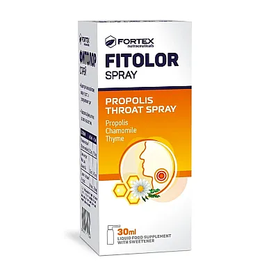 Fitorol purškalas gerklei su saldikliu ir čiobrelių ramunių ir propolių ekstraktais, 30 ml