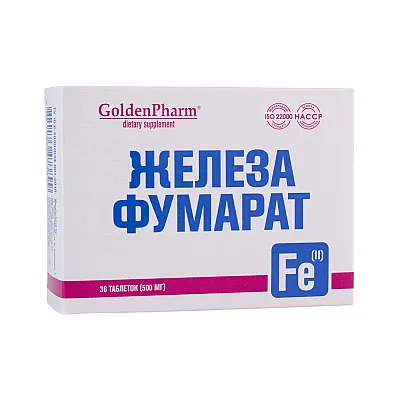 Golden Pharm Geležies fumaratas 14 mg, 30 tablečių