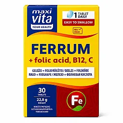 Baltkos geležis + folio rugštis B12, vitamin C, 30 tablečių