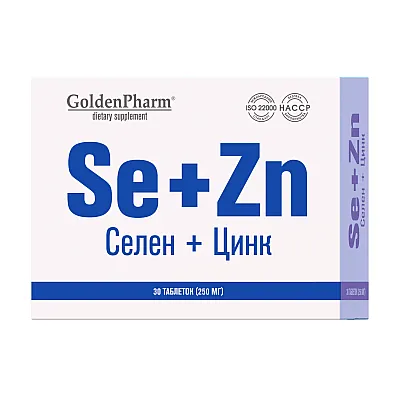 Golden Pharm Selenas + Cinkas (cinko citratas), 36 tabletės