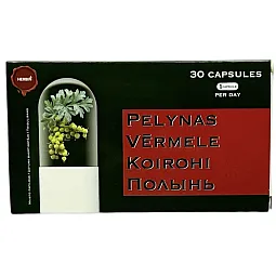 Herbin Pelynas, karčiojo kiečio kapsulės nuo parazitų ir kirmėlių, 30 kapsulių