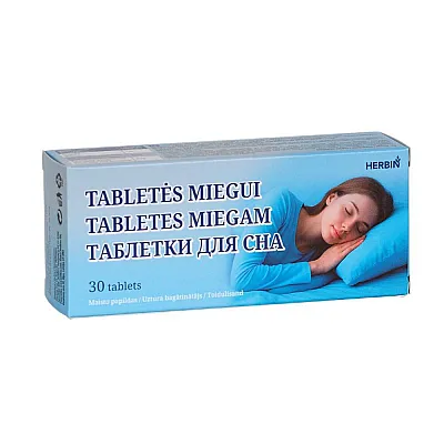 Herbin tabletės miegui, melatoninas, valerijonas ir apyniai, 30 tablečių