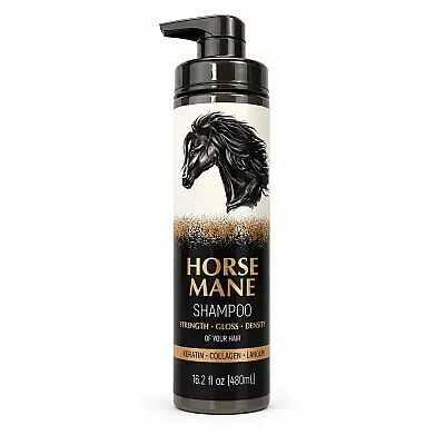Horse Mane strengthening shampoo with collagen and keratin, 480 ml