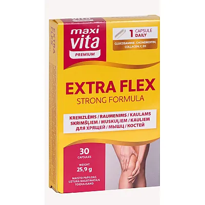 EXTRA FLEX – sąnarių, kremzlių ir kaulų kompleksas, 30 kapsulių
