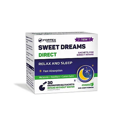 Sweet dreams direct miego milteliai, melatoninas, gudobele, melisa, 30 pakelių