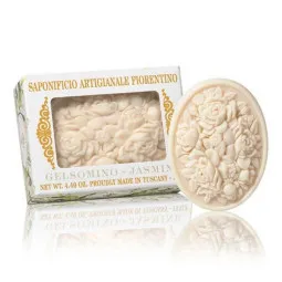 Fiorentino Itališkas muilas rankų darbo su gėlių rašto įspaudu Jazminas, 125 g