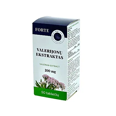 Vaistinis valerijonas forte 200 mg, 50 tablečių