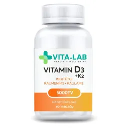 VITA-LAB vitaminas D3 5000 + K2, 90 tablečių