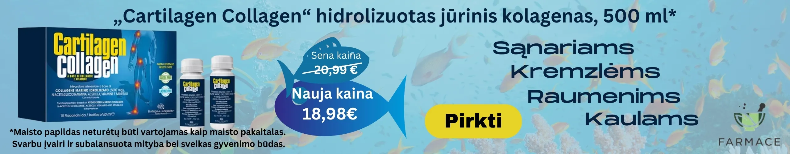Cartilagen Collagen hidrolizuotas jūrinis kolagenas - Farmace.lt