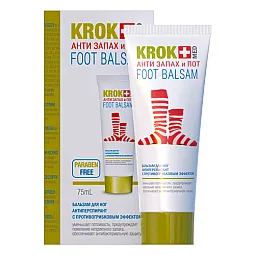 „Krok Anti zapach i pot“ Balzamas-gelis kojoms nuo prakaito ir blogo kvapo, 75 ml