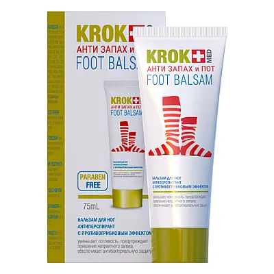 „Krok Anti zapach i pot“ Balzamas-gelis kojoms nuo prakaito ir blogo kvapo, 75 ml