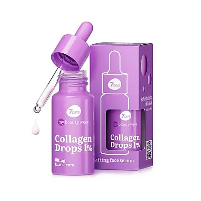 7 days odą stangrinamasis veido serumas collagen drops 1%, 20 ml