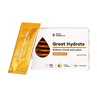Great hydrate elektrolitų gėrimo milteliai, mangų bei marakujų skonio, 10 vnt
