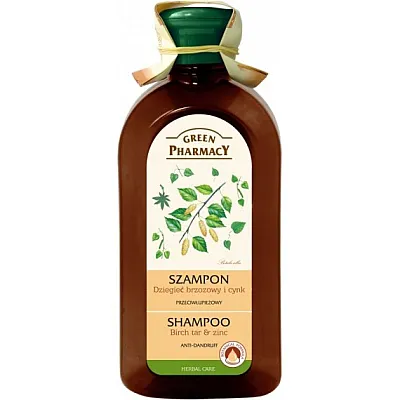 Greeen pharmacy šampūnas nuo pleiskanų su beržo pumpurais ir cinku, 350 ml