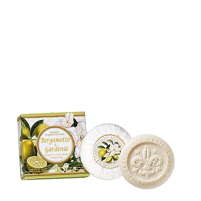 Fiorentino prabangus itališkas muilas apvalus su bergamotos ir gardenijos kvapu, 100 g