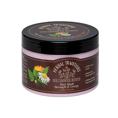 Herbal traditions plaukų kaukė su 7 žolelėmis, skirta plaukų stiprinimui ir augimo skatinimui, 300 ml.