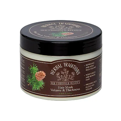 Herbal traditions kaukė plaukams su kedru, suteikianti apimti ir tvirtumo plaukams, 300 ml