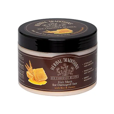 Herbal traditions kaukė plaukams su rugiais ir medumi, pažeistiems plaukams, 300 ml