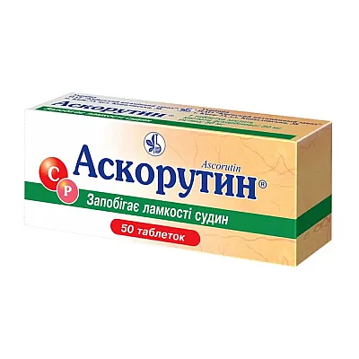 Askorutinas vitaminas C + rutinas (rutozidas), 50 tablečių