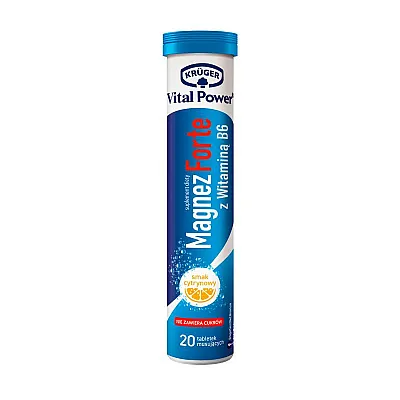 Kruger vital power maisto papildas magnis forte su vitaminu B6, 20 tablečių
